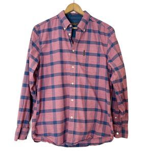 Ben Sherman Pink Blue Plaid Men's Casual Shirt Button Front Large